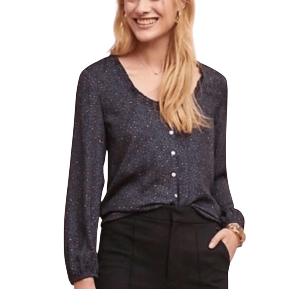 Anthropologie Dolan Marilyn animal print contrast blouse